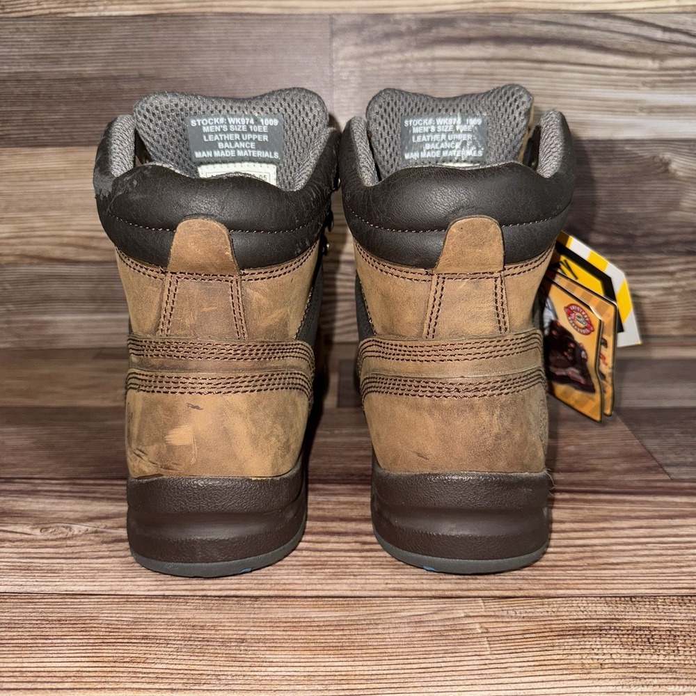 Justin Work Boots Mens 10 EE Brown Leather Electrical Hazard Aluminum Safety Toe - Picture 3 of 9